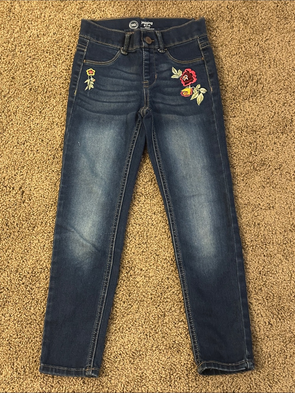 wonder nation Dark Blue Floral Embroidered Jeggings
